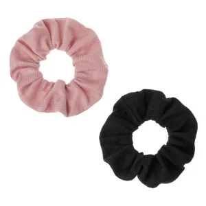 Set 2 Elastice de Păr Textile, Textura Ribbed, Negru și Roz Nude