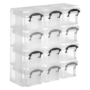 Set 12 Cutii de Depozitare din Plastic Transparent, 21x6.5x22cm