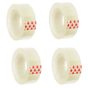 Benzi adezive transparente, 4 bucăți, 25m x 18mm, cu tăiere manuală