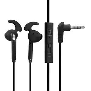 Căști audio handsfree sport, negre, cu microfon și control volum, mufă 3.5mm, cablu 120cm