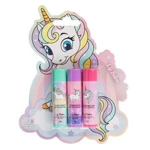 Set Balsam de Buze Unicorn cu 3 Arome pentru Copii