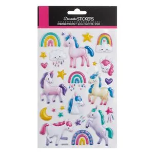 Autocolante Pop Up Unicorni, Nori și Curcubeu 3D Multicolor