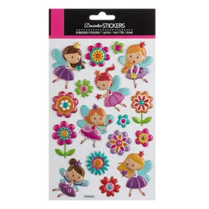Autocolante decorative cu zane si flori, 17 bucati, Multicolor, 3D