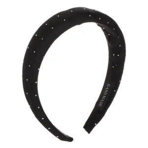 Coronita Puffy Satin Neagră cu Strase Albe pentru Femei
