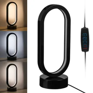 Lampa LED cu USB, 3 Nuante, 12x10x28cm, Negru