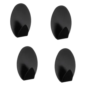 Cârlige autocolante metalice ovale, negre, Ø3.5x5cm, set 4 buc