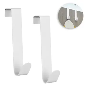 Carlige metalice albe pentru usi si dulapuri, 2 bucati, 2x12 cm