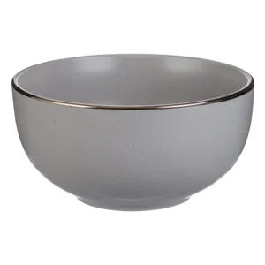 Bol ceramic gri metallic cu textură punctată pentru servire și decor