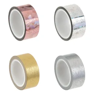 Set 4 role Washi Tape Metalizat, 5m x 1.5cm, Multicolor