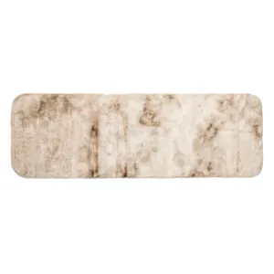 Covoras Decorativ din Imitatie de Blana, Bej-Alb, 150x50 cm, pentru Hol