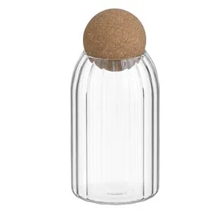 Borcan transparent din sticlă cu capac din plută 770ml