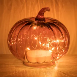Dovleac Decorativ din Sticlă cu LED pentru Halloween