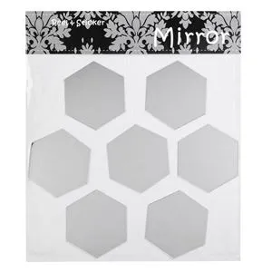 Oglinzi acrilice hexagonale autoadezive 7x7cm argintiu