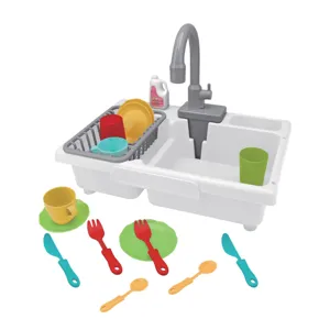 Set de Joacă Bucătărie cu Chiuvetă și Aragaz, Alb, Plastic, Include Accesorii