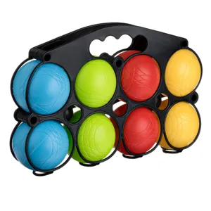 Joc Petanque cu 8 Bile Colorate din Plastic, 7 cm, cu 2 Bile Metalice
