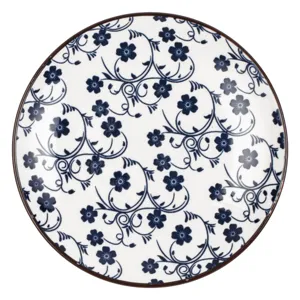 Farfurie porțelan alb cu model floral albastru pentru desert Ø15cm