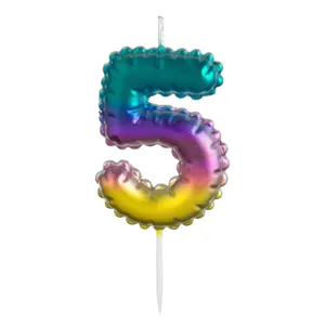Lumânare Tort Numărul 5, Efect Ombre Metalizat, Multicolor