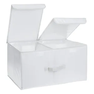Cutie de depozitare cu capac dublu și separator, 35x25x16 cm, albă
