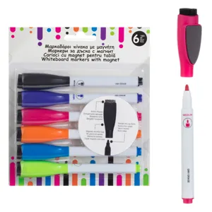 Markere Magnetice Colorate pentru Tablă Albă - Set 6 Bucăți
