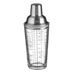 Shaker pentru Cocktail din Sticlă cu Capac din Oțel Inoxidabil, 450ml