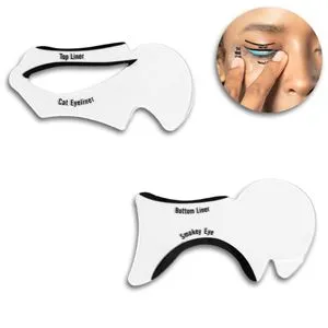 Set 2 Șabloane pentru Machiaj, Eyeliner și Smokey Eye, Plastic, Alb/Negru