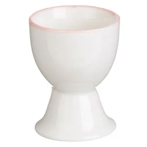 Suport pentru ou, Alb cu margine roz, Ø5x6.5cm