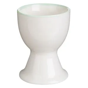 Suport pentru ou, Alb cu margine verde menta, Ø5x6.5cm