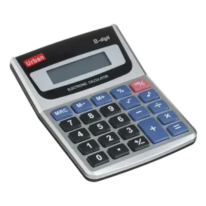Calculator de birou cu 8 cifre, argintiu, ecran LCD, 9.5x12x3 cm