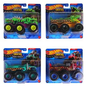 Camion Monster Truck la scară 1:64, cu platformă de transport, Verde și Galben
