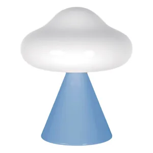 Veioză cu LED, Design Nor, Albastru și Alb, Ø8x10cm