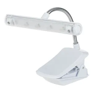 Lampă de citit LED cu clip, 15 cm, albă