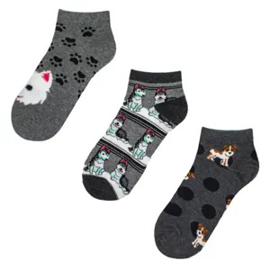 Șosete Femei Multicolor cu Modele de Câini, Bumbac-Poliester-Elastan