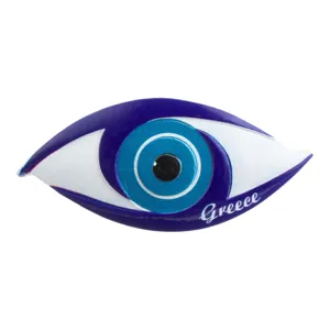 Magnet decorativ cu ochi albastru și alb simbol grecesc 9x4cm