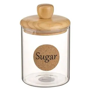 Recipient din Sticlă cu Capac de Lemn, 700ml