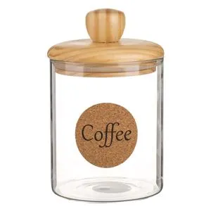 Recipient din sticlă cu capac de lemn, 700ml