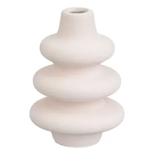 Vază Ceramică Mini Bej cu Formă de 3 Inele
