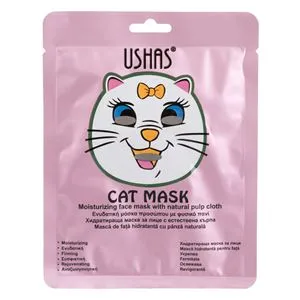 Mască facială hidratantă cu panză naturală, Model Pisică