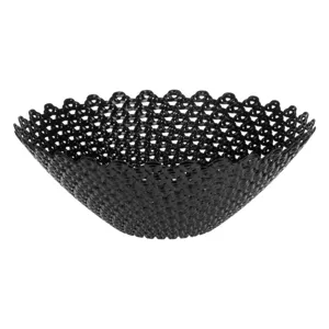 Bol rotund din plastic pentru fructe, Ø34.5x12cm, Negru, Model împletit
