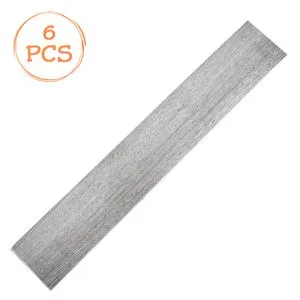 Autocolant de Podea PVC, Aspect Lemn, Gri, 91.4x15.2x0.15cm, 6 buc