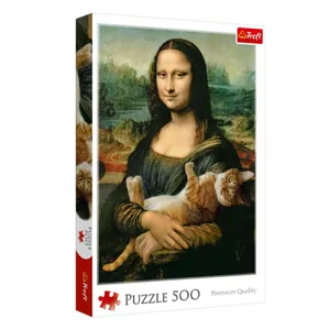 Puzzle 500 piese, Mona Lisa cu pisica, Multicolor
