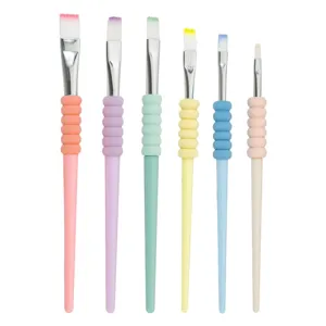 Set Pensule Pictură, 6 Bucăți, Vârf Plat, Culori Pastelate