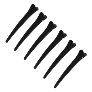 Clame de Par pentru Coafor, Negre Luciooase, 11 cm, Set de 6 bucati