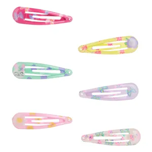Set 6 Clame de Păr Metalice cu Modele Flori și Animale Pastel