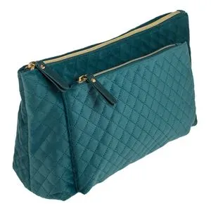 Portfard din piele întoarsă suede, model matlasat, culoare petrol, 29x10x18 cm