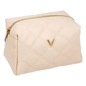 Portfard ecru matlasat cu literă aurie V, 17x12x12.5 cm