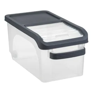 Cutie de depozitare din plastic cu capac cu deschidere, 15L, transparentă cu capac gri