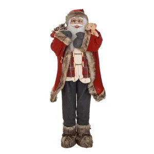 Figură Decorativă de Crăciun: Mos Craciun cu Ursulet (120 cm)