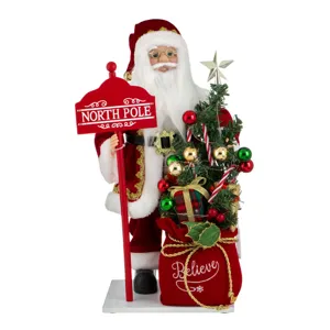 Figurina Decorativă Crăciun Mos Crăciun cu LED și Sac de Cadouri 50cm