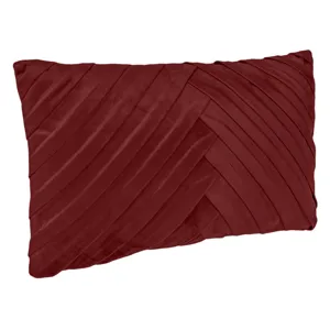 Perna Decorativa Velvet Bordo cu Dungi Reliefate pentru Canapea
