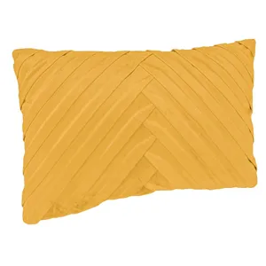 Pernă decorativă velvet cu dungi reliefate, galben muștar, 50x30 cm